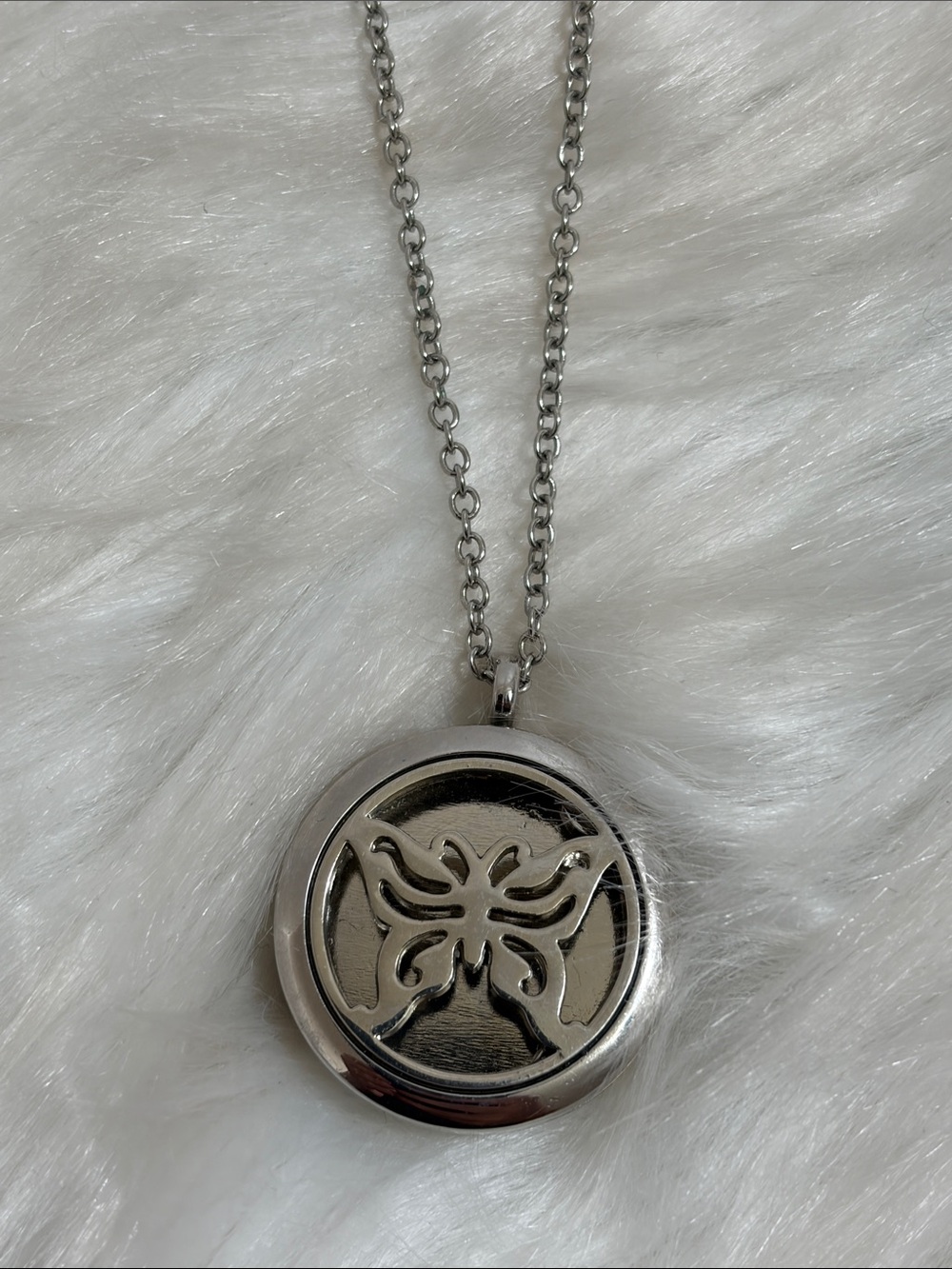 Silver Butterfly Locket Necklace